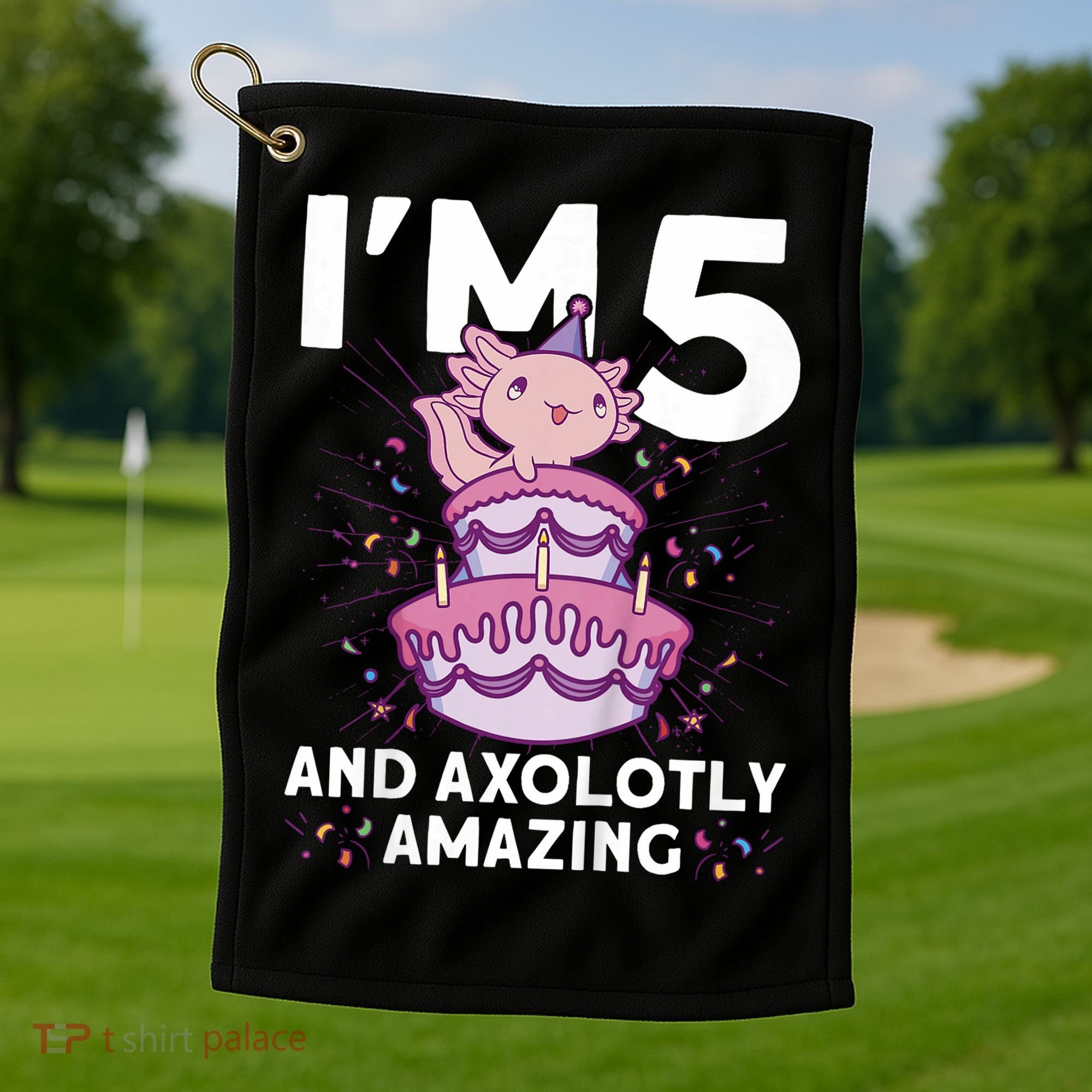 I'm 5 Bday Axolotl Party Cute 5th Birthday  Axolotl  Golf Towel