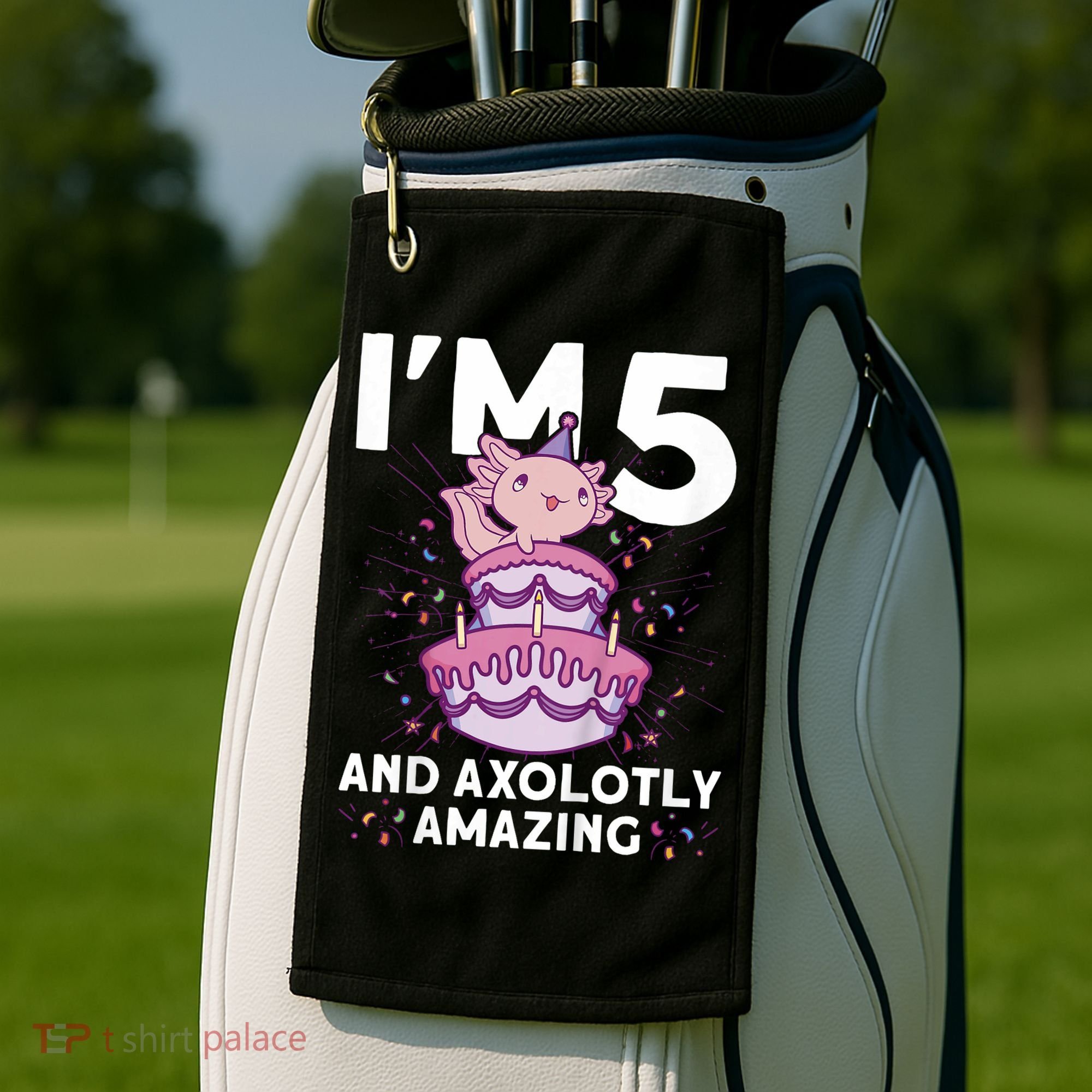 I'm 5 Bday Axolotl Party Cute 5th Birthday  Axolotl  Golf Towel