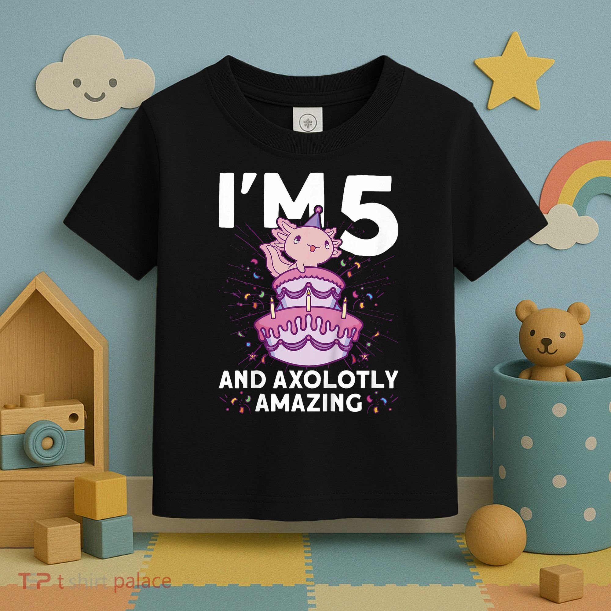 I'm 5 Bday Axolotl Party Cute 5th Birthday  Axolotl  Toddler T-Shirt