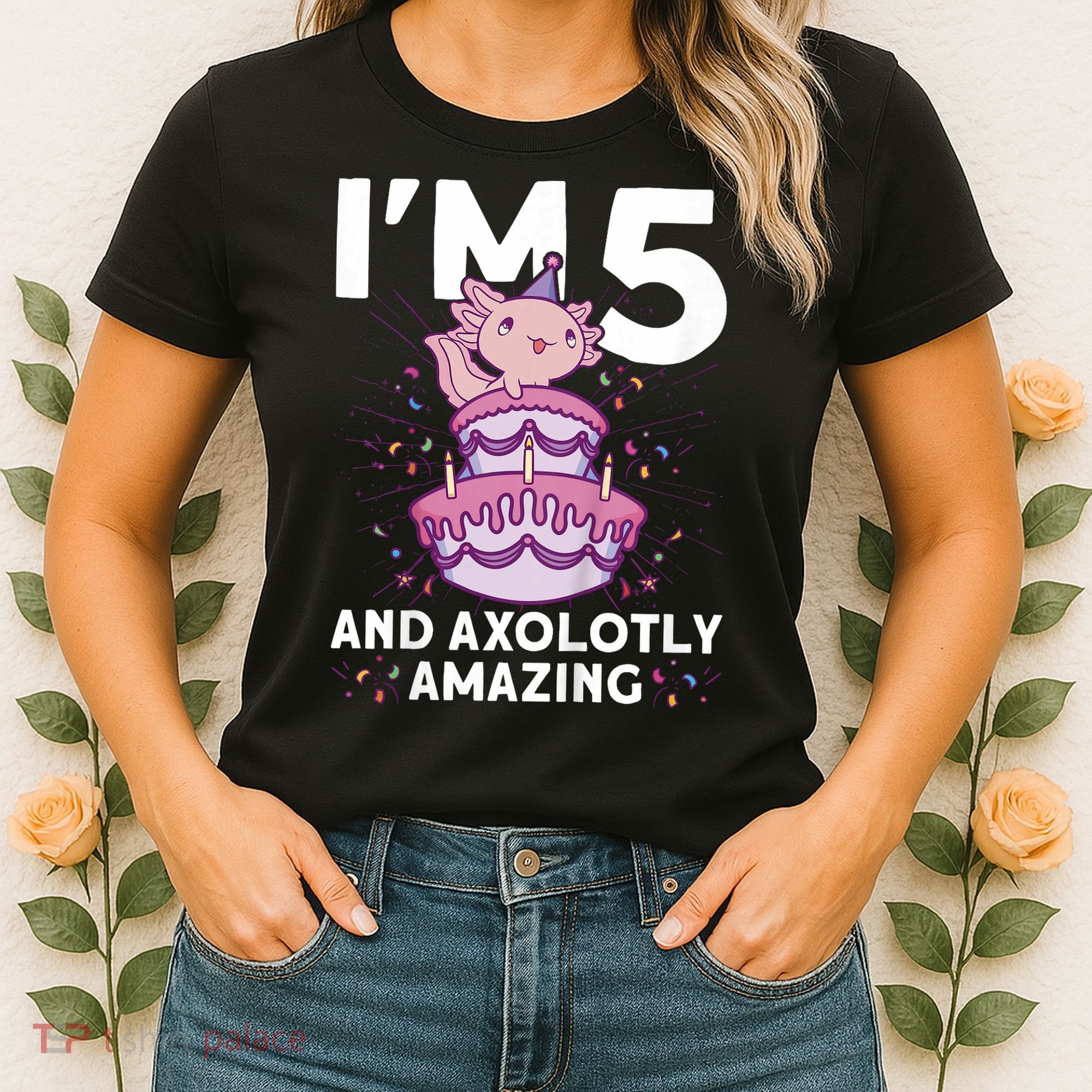 I'm 5 Bday Axolotl Party Cute 5th Birthday  Axolotl  Women's T-Shirt