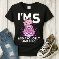 I'm 5 Bday Axolotl Party Cute 5th Birthday  Axolotl  Women's T-Shirt thumb 3
