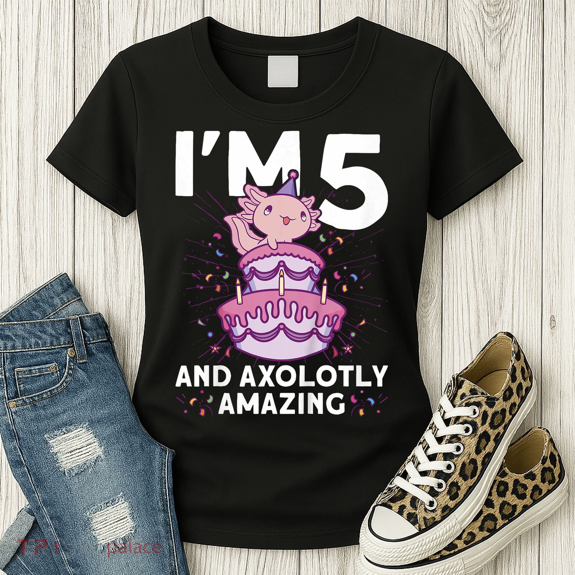 I'm 5 Bday Axolotl Party Cute 5th Birthday  Axolotl  Women's T-Shirt