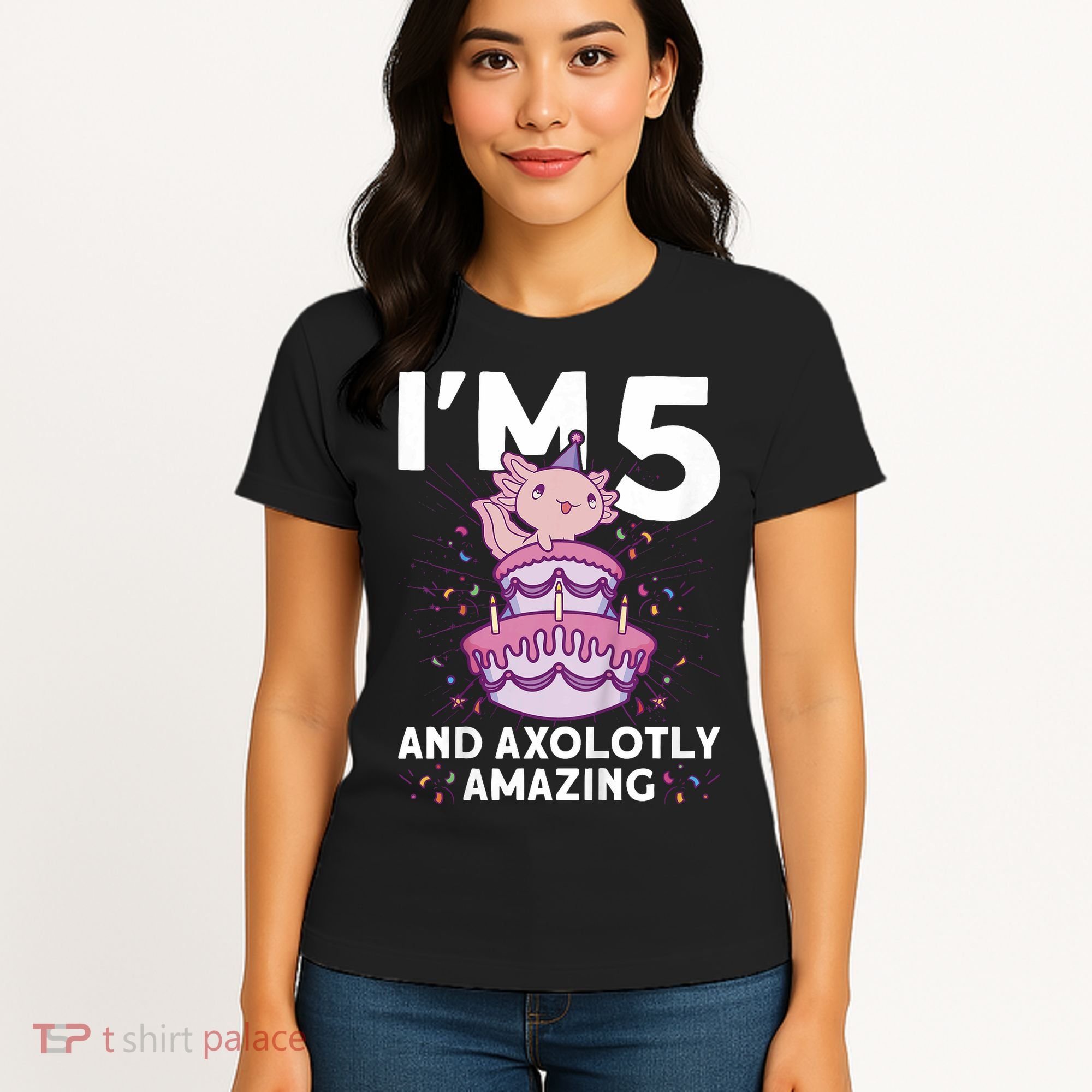 I'm 5 Bday Axolotl Party Cute 5th Birthday  Axolotl  Women's T-Shirt