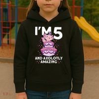 I'm 5 Bday Axolotl Party Cute 5th Birthday  Axolotl  Kids Hoodie thumb 3