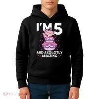 I'm 5 Bday Axolotl Party Cute 5th Birthday  Axolotl  Kids Hoodie thumb 4