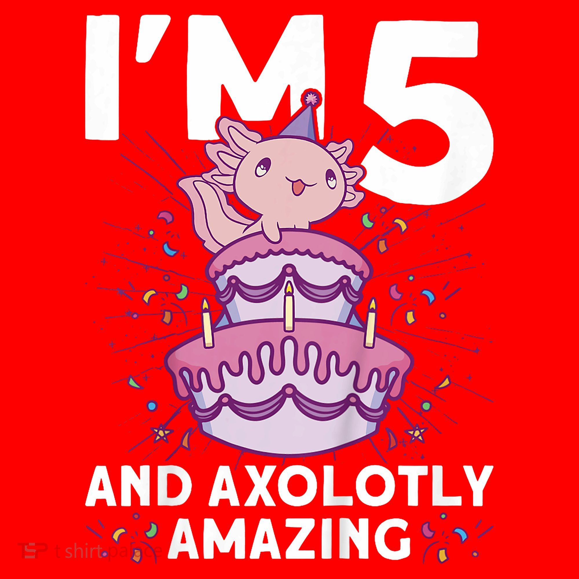 I'm 5 Bday Axolotl Party Cute 5th Birthday  Axolotl  Santa Hat