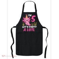 I'm 5 Let's Party A Lotl Axolotl 5th Birthday Axolotl Apron thumb 0