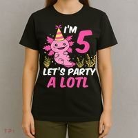 I'm 5 Let's Party A Lotl Axolotl 5th Birthday Axolotl T-Shirt thumb 4