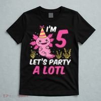 I'm 5 Let's Party A Lotl Axolotl 5th Birthday Axolotl T-Shirt thumb 5