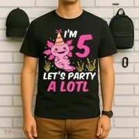 I'm 5 Let's Party A Lotl Axolotl 5th Birthday Axolotl T-Shirt thumb 6