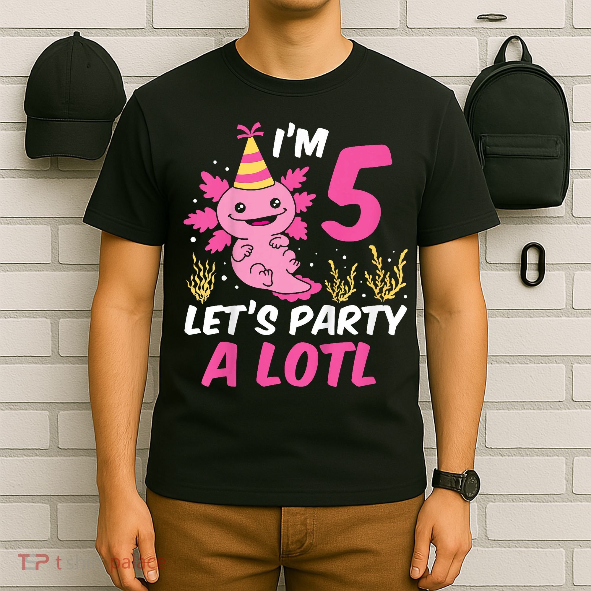 I'm 5 Let's Party A Lotl Axolotl 5th Birthday Axolotl T-Shirt