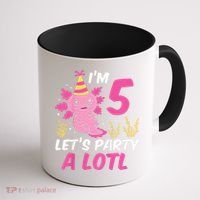 I'm 5 Let's Party A Lotl Axolotl 5th Birthday Axolotl Coffee Mug thumb 1