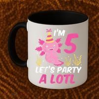 I'm 5 Let's Party A Lotl Axolotl 5th Birthday Axolotl Coffee Mug thumb 2
