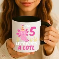 I'm 5 Let's Party A Lotl Axolotl 5th Birthday Axolotl Coffee Mug thumb 3