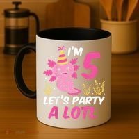 I'm 5 Let's Party A Lotl Axolotl 5th Birthday Axolotl Coffee Mug thumb 4
