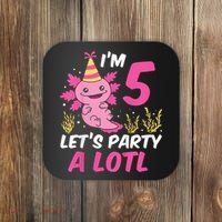 I'm 5 Let's Party A Lotl Axolotl 5th Birthday Axolotl Coaster thumb 0