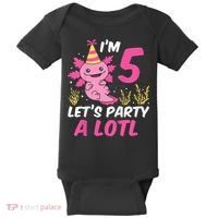 I'm 5 Let's Party A Lotl Axolotl 5th Birthday Axolotl Baby Bodysuit thumb 0
