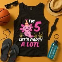 I'm 5 Let's Party A Lotl Axolotl 5th Birthday Axolotl Tank Top thumb 4