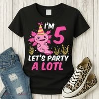 I'm 5 Let's Party A Lotl Axolotl 5th Birthday Axolotl Women's T-Shirt thumb 3