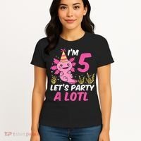 I'm 5 Let's Party A Lotl Axolotl 5th Birthday Axolotl Women's T-Shirt thumb 4