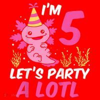 I'm 5 Let's Party A Lotl Axolotl 5th Birthday Axolotl Santa Hat thumb 1