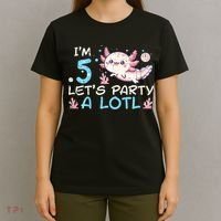 Im 5 Lets Party A Lotl Axolotl 5th Birthday T-Shirt thumb 4