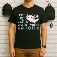 Im 5 Lets Party A Lotl Axolotl 5th Birthday T-Shirt thumb 6