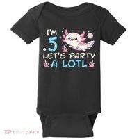 Im 5 Lets Party A Lotl Axolotl 5th Birthday Baby Bodysuit thumb 0
