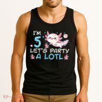 Im 5 Lets Party A Lotl Axolotl 5th Birthday Tank Top thumb 3