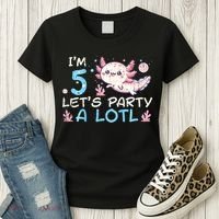 Im 5 Lets Party A Lotl Axolotl 5th Birthday Women's T-Shirt thumb 3