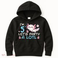 Im 5 Lets Party A Lotl Axolotl 5th Birthday Kids Hoodie thumb 0