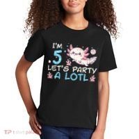 Im 5 Lets Party A Lotl Axolotl 5th Birthday Kids T-Shirt thumb 2