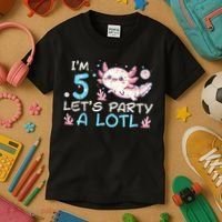 Im 5 Lets Party A Lotl Axolotl 5th Birthday Kids T-Shirt thumb 3