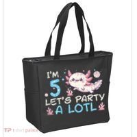Im 5 Lets Party A Lotl Axolotl 5th Birthday Tote Bag thumb 2