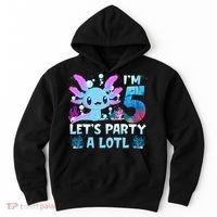 I'm 5 Let's Party A Lotl 5th Birthday Cute Axolotl Lovers Hoodie thumb 0