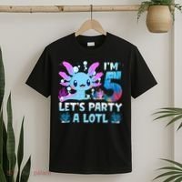 I'm 5 Let's Party A Lotl 5th Birthday Cute Axolotl Lovers T-Shirt thumb 2