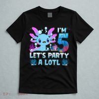 I'm 5 Let's Party A Lotl 5th Birthday Cute Axolotl Lovers T-Shirt thumb 5