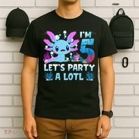 I'm 5 Let's Party A Lotl 5th Birthday Cute Axolotl Lovers T-Shirt thumb 6