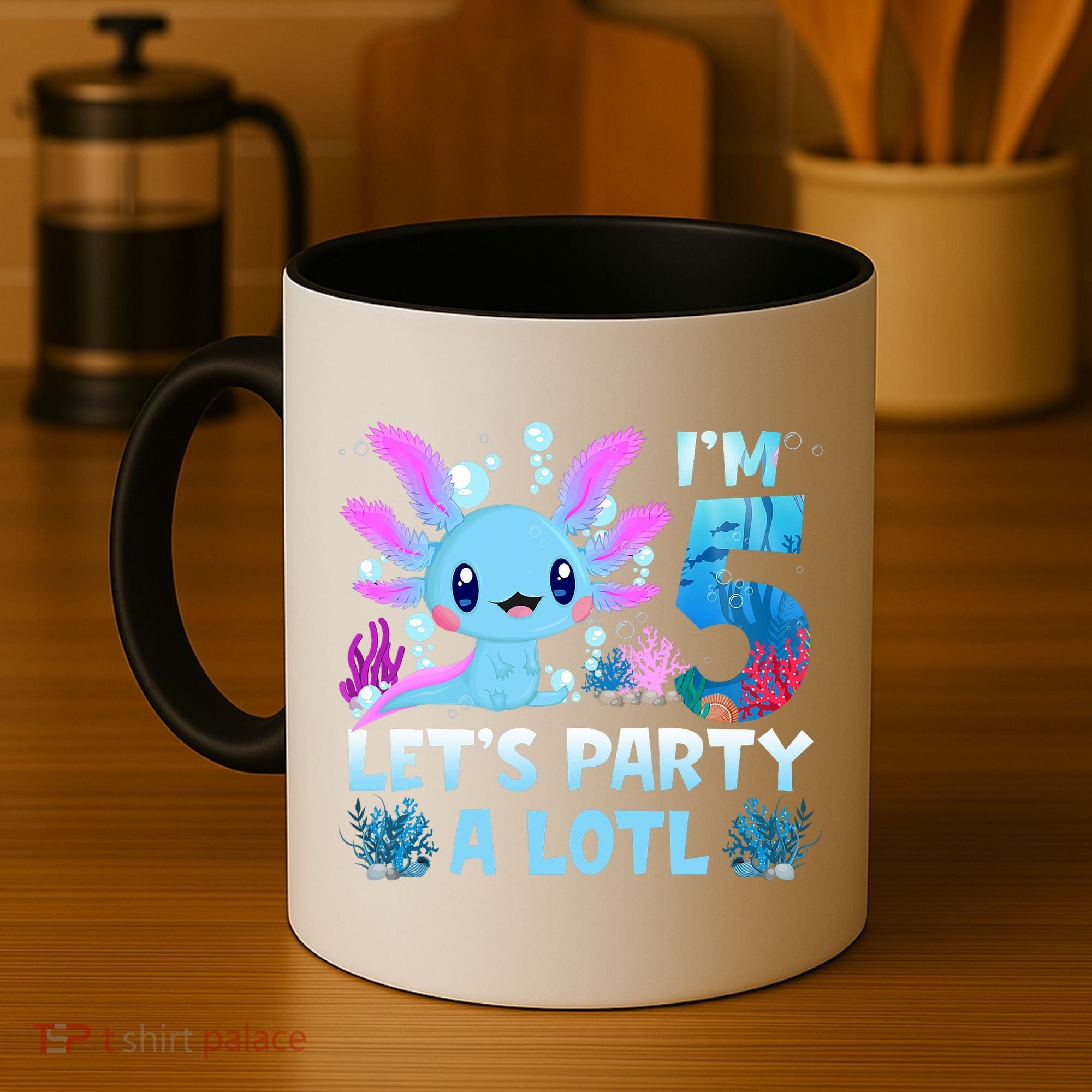 I'm 5 Let's Party A Lotl 5th Birthday Cute Axolotl Lovers Coffee Mug