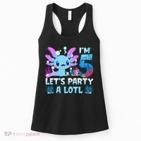 I'm 5 Let's Party A Lotl 5th Birthday Cute Axolotl Lovers Women's Tank Top thumb 0