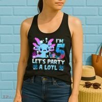 I'm 5 Let's Party A Lotl 5th Birthday Cute Axolotl Lovers Women's Tank Top thumb 2