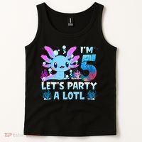 I'm 5 Let's Party A Lotl 5th Birthday Cute Axolotl Lovers Tank Top thumb 2