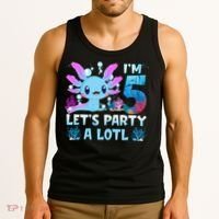 I'm 5 Let's Party A Lotl 5th Birthday Cute Axolotl Lovers Tank Top thumb 3