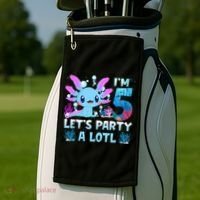 I'm 5 Let's Party A Lotl 5th Birthday Cute Axolotl Lovers Golf Towel thumb 2