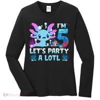 I'm 5 Let's Party A Lotl 5th Birthday Cute Axolotl Lovers Women's Long Sleeve Shirt thumb 0