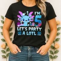 I'm 5 Let's Party A Lotl 5th Birthday Cute Axolotl Lovers Women's T-Shirt thumb 2