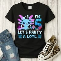 I'm 5 Let's Party A Lotl 5th Birthday Cute Axolotl Lovers Women's T-Shirt thumb 3
