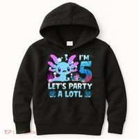 I'm 5 Let's Party A Lotl 5th Birthday Cute Axolotl Lovers Kids Hoodie thumb 0