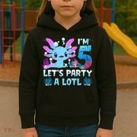 I'm 5 Let's Party A Lotl 5th Birthday Cute Axolotl Lovers Kids Hoodie thumb 3