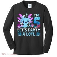 I'm 5 Let's Party A Lotl 5th Birthday Cute Axolotl Lovers Kids Long Sleeve Shirt thumb 0